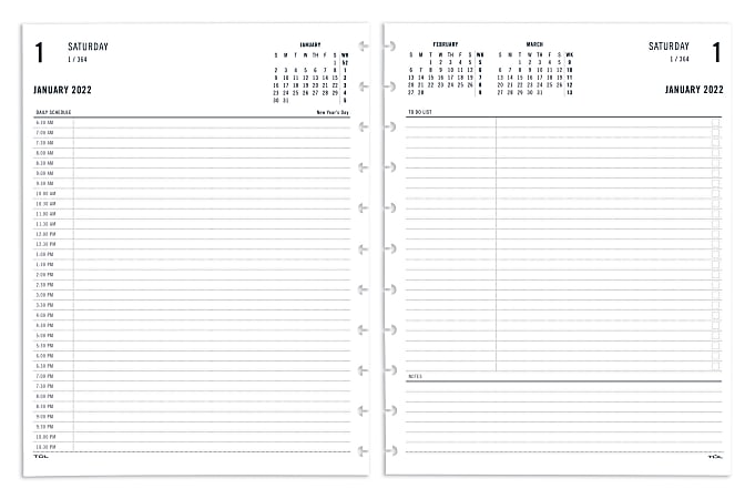 TUL® Discbound Daily Refill Pages, Letter Size, 2 Pages Per Day, January To December 2022, TULLTFLR-2PG