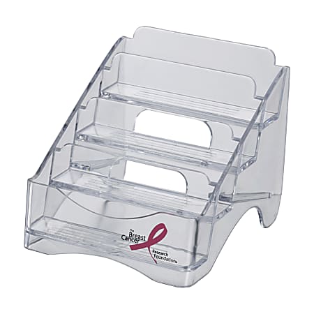 Officemate® Breast Cancer Awareness 4 Tier Business Card Holder, Clear