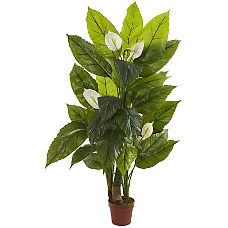 Nearly Natural Spathiphyllum 54”H Artificial Real Touch Plant With Pot, 54”H x 30”W x 26”D, Green