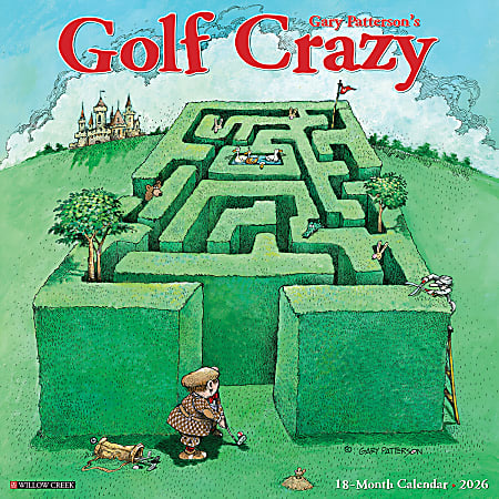 2026 Willow Creek Press Sports Monthly Wall Calendar, 12" x 12", Golf Crazy by Gary Patterson, January To December, 51337