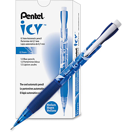 Pentel® Icy™ Mechanical Pencil, 0.7mm, #2 Lead, Blue/Transparent