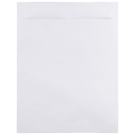 JAM Paper® Open-End 12" x 15 1/2" Catalog Envelopes, Gummed Seal, White, Pack Of 25