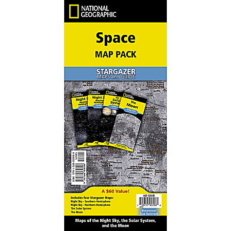 National Geographic Space, Stargazer Map Pack Bundle, Folded: 4.25" x 9.25", Flat: 25.25" x 18.5"