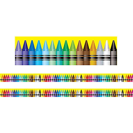 Charles Leonard Rectangle Cut Borders/Trims, Crayon, 24’ Per Pack, Set Of 2 Packs