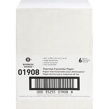 Business Source Thermal Fax Paper Rolls - 8 1/2 Business Source Thermal Fax Paper Rolls - 8 1/2