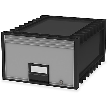 Storex Archive Storage Box - External Dimensions: 18.3" x 11.5"x 24.4" - Heavy Duty - Stackable - Black, Gray -  - 61402U01C