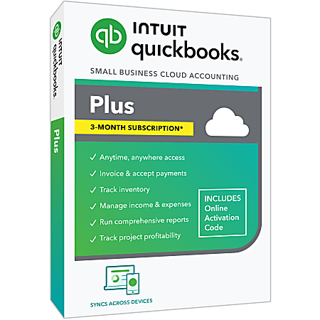 QuickBooks® Online Plus, 2024, For 5 Users, 3-Month Subscription, Windows® 10/Mac OS Big Sur 11, Disc/Product Key