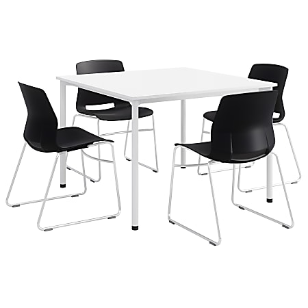 KFI Studios Dailey Square Dining Set With Sled Chairs, White/Black