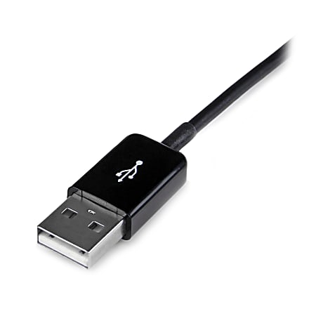 StarTech.com 2m Dock Connector to USB Cable for Samsung Galaxy Tab- 6.56 ft Proprietary/USB Data Transfer Cable for Tablet PC, Notebook - First End: 1 x Type A Male USB - Second End: 1 x Male Proprietary Connector - Shielding - Black - 1 Pack