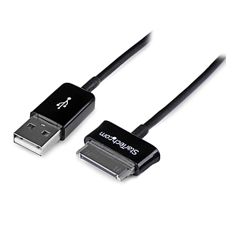 StarTech.com 2m Dock Connector to USB Cable for Samsung Galaxy Tab- 6.56 ft Proprietary/USB Data Transfer Cable for Tablet PC, Notebook - First End: 1 x Type A Male USB - Second End: 1 x Male Proprietary Connector - Shielding - Black - 1 Pack