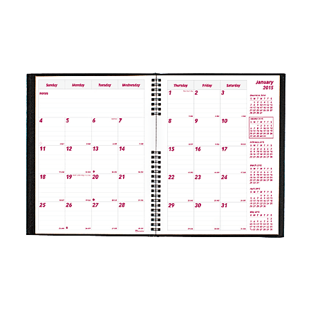 Brownline® CoilPro™ 50% Recycled 14-MonthPlanner, 8 1/2" x 11", Black, December 2014-January 2016