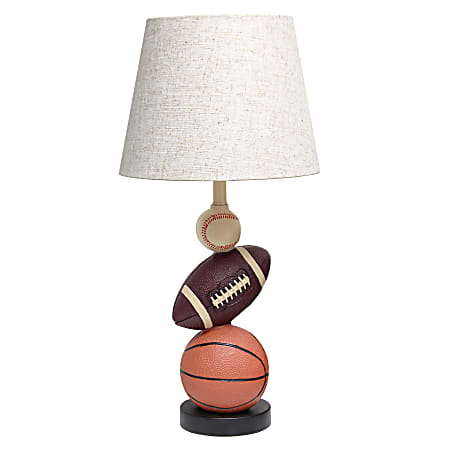 Simple Designs SportsLite Sports Combo Table Lamp, 22"H, Light Beige/Multicolor