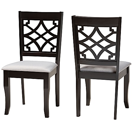 Baxton Studio Mael Dining Chairs, Gray/Dark Brown, Set Of 2 Dining Chairs