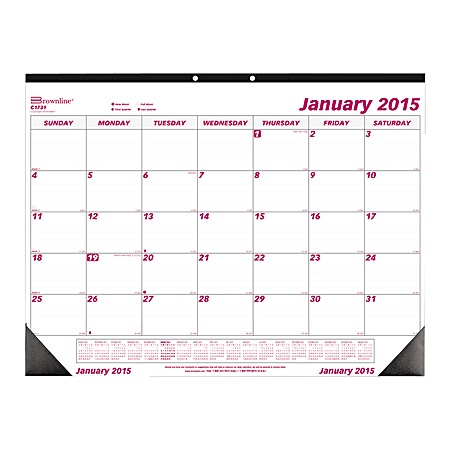 Brownline® Monthly Desk Pad Calendar, 22" x 17", January-December 2015