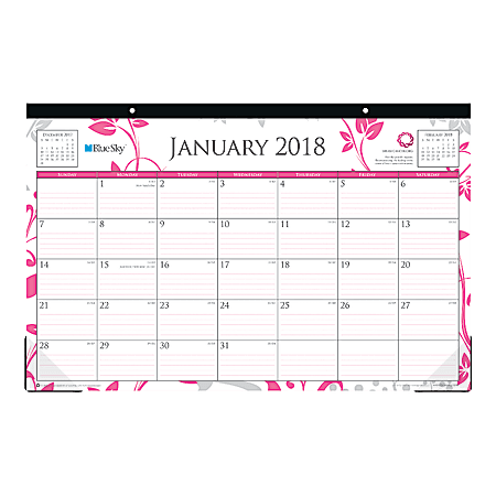 Blue Sky™ Breast Cancer Awareness Monthly Desk Pad Calendar, Breastcancer.org, 17" x 11", 50% Recycled, Alexandra, January to December 2018 (100021)