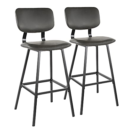 LumiSource Foundry Bar Stools, Black/Gray, Set Of 2 Stools