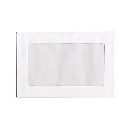 JAM Paper® #1 Single Window-Display Booklet Envelopes, Bottom Left Window, Gummed Seal, 6" x 9", White, Pack Of 25