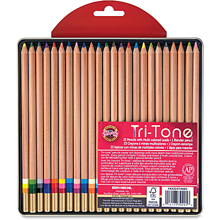 Koh-I-Noor Tri-Tone Multicolor Pencils, Assorted Lead, Set Of 24