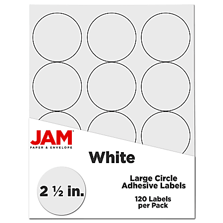 JAM Paper Circle Label Sticker Seals 2 12 White Pack Of 120 - Office Depot