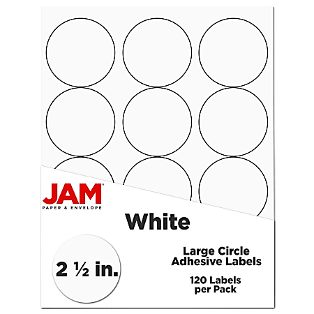 JAM Paper Circle Label Sticker Seals 2 12 White Pack Of 120 - Office Depot