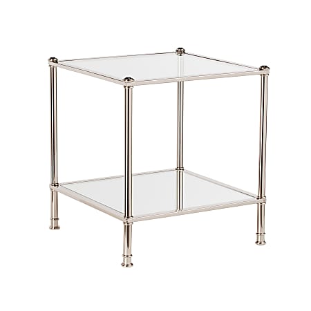 SEI Furniture Paschall End Table, Square, Clear/Silver