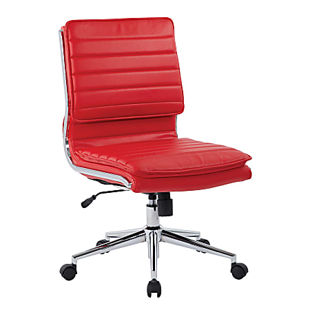 Office Star™ Pro-Line II™ SPX Armless Bonded Leather Mid-Back Chair, Red/Chrome