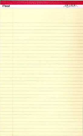 Mead® Legal Pad, 8-1/2" x 14", 50 Sheets, Canary