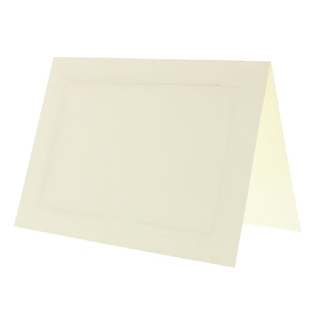 JAM Paper® Blank Fold-Over Cards, Panel Border, 4 3/8" x 5 7/16", Ivory, Pack Of 100