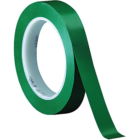 3M™ 471 Vinyl Tape, 3" Core, 0.5" x 36 Yd., Green, Case Of 72