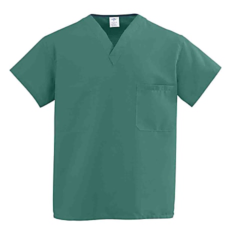 Medline ComfortEase™ Unisex 1-Pocket Reversible Scrub Top, 4X, Midnight Blue