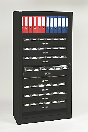 Bisley Steel/Polypropylene Premium Multimedia Tambour Cabinet, 8 Drawers, 78"H, Black