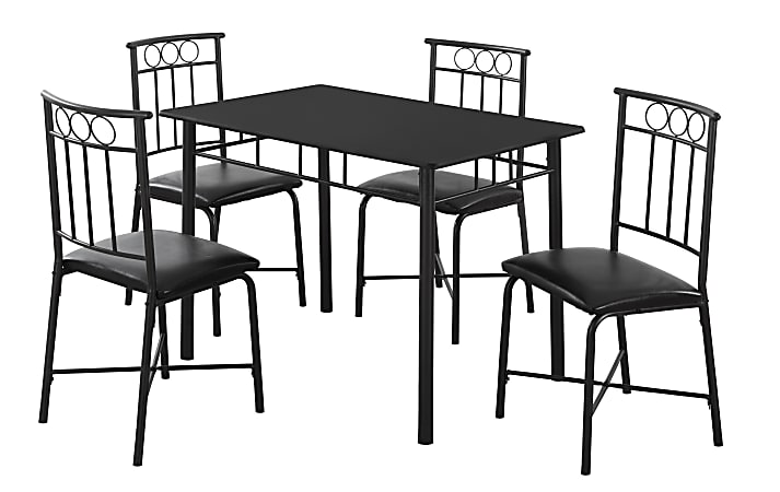 Monarch Specialties Metal 5-Piece Dining Set, Rectangle, Black