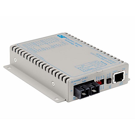 Omnitron iConverter T1/E1 Fiber Media Converter RJ48 SC Single-Mode 30km Wide Temp - 1x T1/E1; 1x SC Single-Mode; DC Powered - 8703-1-FW