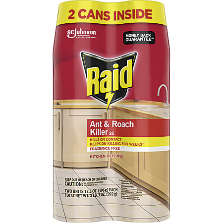Raid® Ant & Roach Killer Spray, Fragrance-Free, 17.5 Oz, Pack Of 2