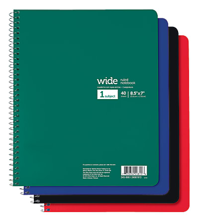 Office Depot® Brand Wirebound Notebook, 7" x 8 1/2", Wide Ruled, 40 Sheets