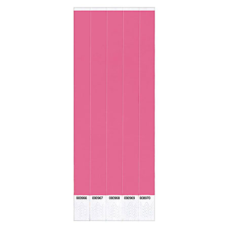 Amscan Waterproof Paper Wristbands, 3/4" x 10", Solid Pink, Pack Of 500 Wristbands