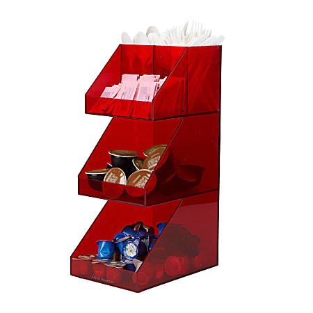 Mind Reader Fancy Acrylic 3-Tier Condiment Organizer, 15 5/8"H x 6"W x 7 1/4"D, Red