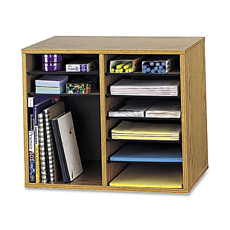 Safco® Wood Adjustable 12-Compartment Literature Organizer,