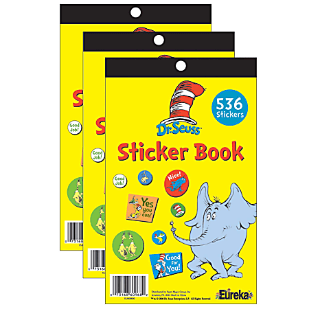 Eureka Sticker Books Dr. Seuss 536 Stickers Per Book Pack Of 3 Books -  Office Depot