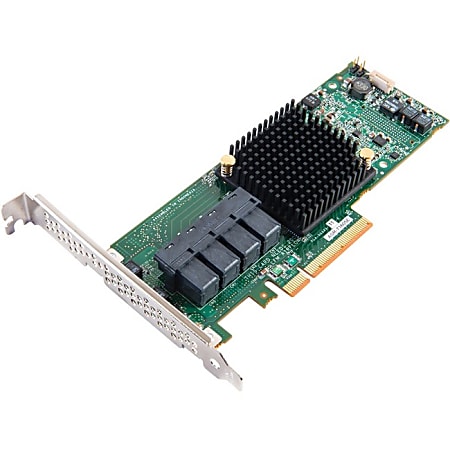 Microsemi Adaptec 71605E 16-Ports SAS/SATA RAID Controller - PCI Express 3.0 x8 - Plug-in Card - RAID Supported - 0, 1, 1E, 10 RAID Level - 4 Total SAS Port(s) - 4 SAS Port(s) Internal
