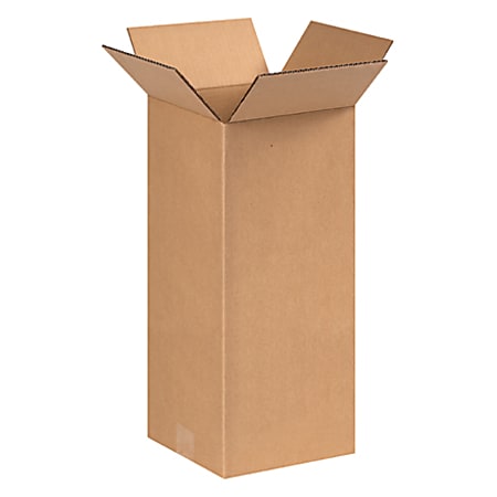 Partners Brand Tall Corrugated Boxes, 8" x 8" x 17", Kraft, Bundle of 25