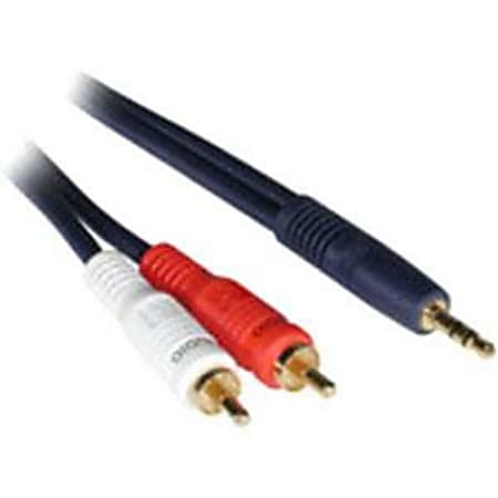 C2G 1.5ft Velocity One 3.5mm Stereo Male to Two RCA Stereo Male Y-Cable - Mini-phone Male - RCA Male - 1.5ft - Blue
