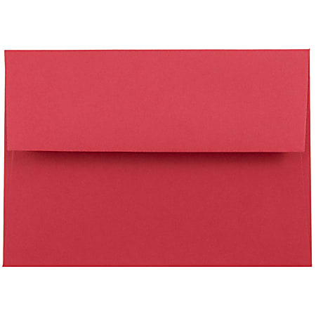 JAM Paper® Booklet Envelopes, #4 Bar (A1), Gummed Seal, 30% Recycled, Red, Pack Of 25