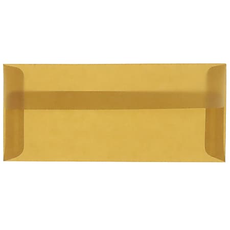 JAM Paper® #10 Business Booklet Envelopes, Translucent, Gummed Closure, Earth Brown, Pack Of 25