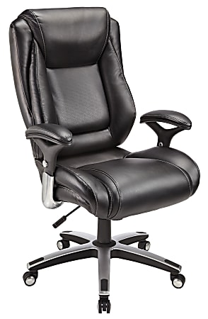 Realspace® Endsleigh Big & Tall Executive Bonded Leather High-Back Chair, Satin Black/Chrome