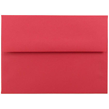 JAM Paper® Booklet Invitation Envelopes, A6, Gummed Seal, 30% Recycled, Red, Pack Of 25