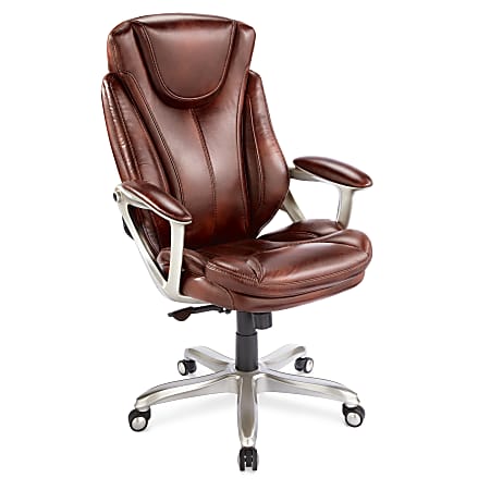 Style@Work Tavelle Bonded Leather Executive Chair, 42 3/4"-45 3/4"H x 27 3/4"W x 27 3/8"D, Eclipse/Sedona