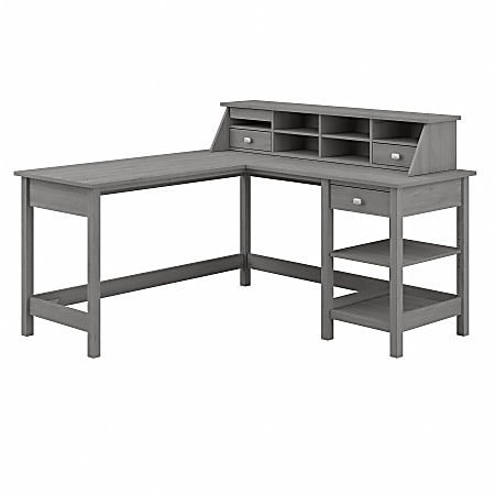 Bush Furniture Broadview 60"W L-Shaped Computer Desk With Storage And Desktop Organizer, Modern Gray, Standard Delivery