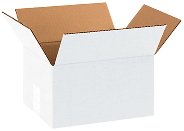 Partners Brand Corrugated Boxes 10"L x 8"W x 6"H, White, Pack of 25