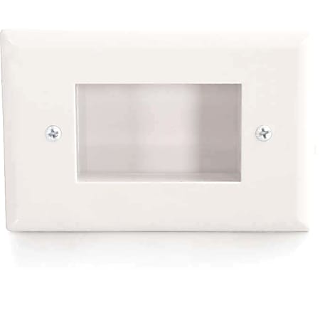C2G Easy Mount Recessed Low Voltage Cable Pass Through Wall Plate White TAA - 1-gang - White